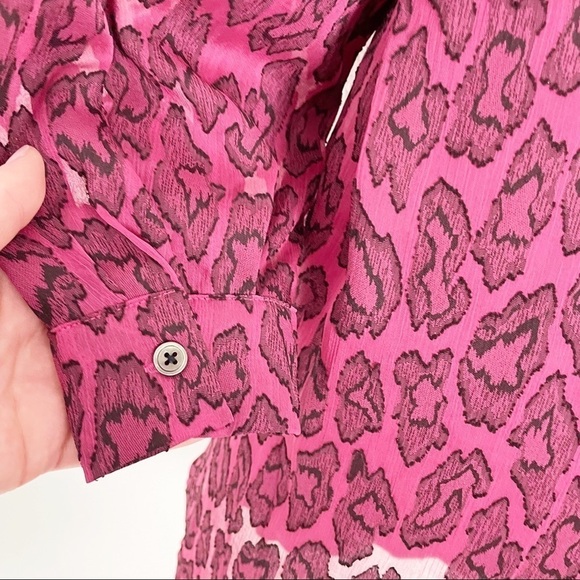 IRO Tiestina Leopard Print Mini Dress Red Pink Party Evening Long Sleeve Wrap - Picture 7 of 14